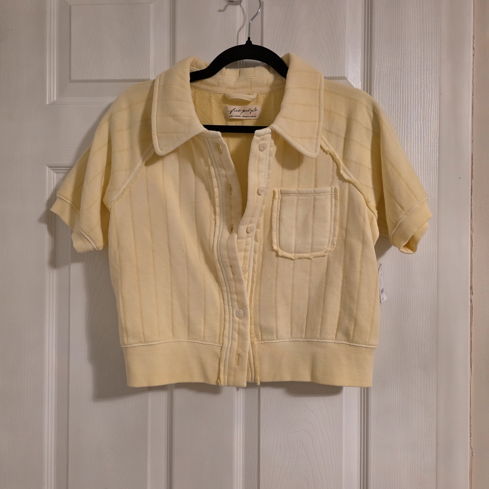 Free People Light Yellow Kids Button Down Shirt